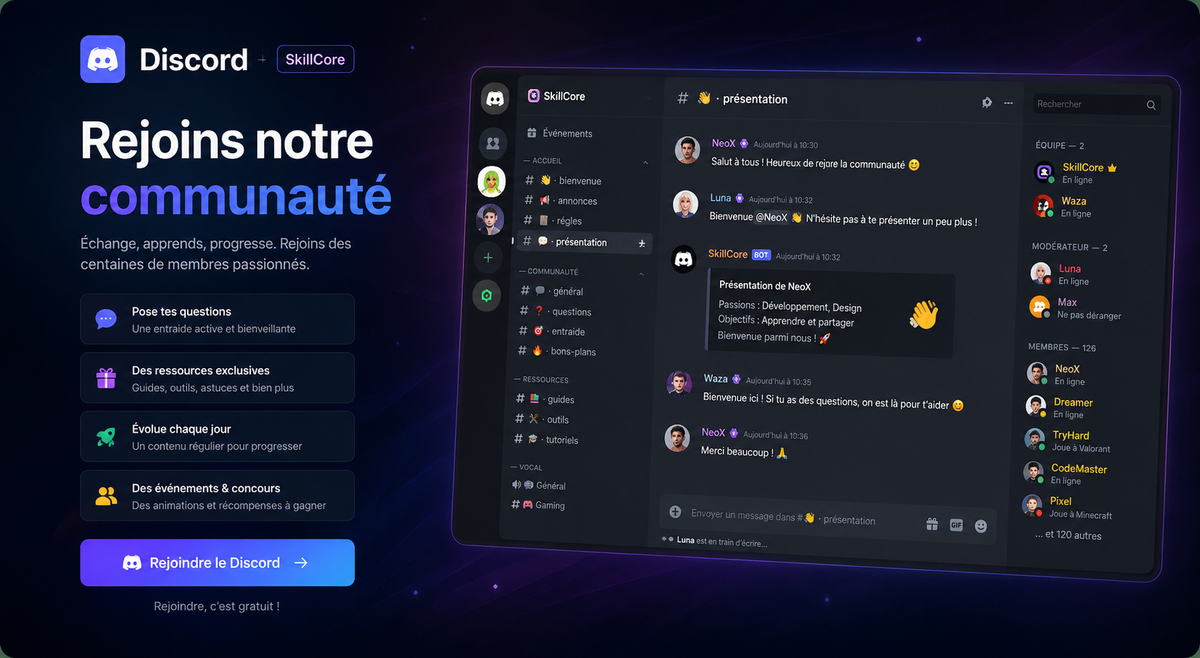 La communauté SkillCore sur Discord